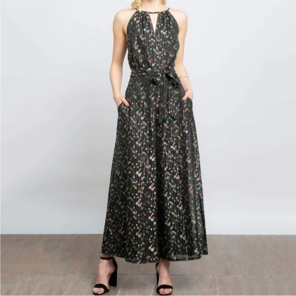 New Anthropologie Eva Franco Edita Metallic Clip Dot Jumpsuit Size 6